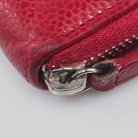 Chanel Red Quilted Caviar Leather CC Zip Compact Wallet - Picture 3 of 10